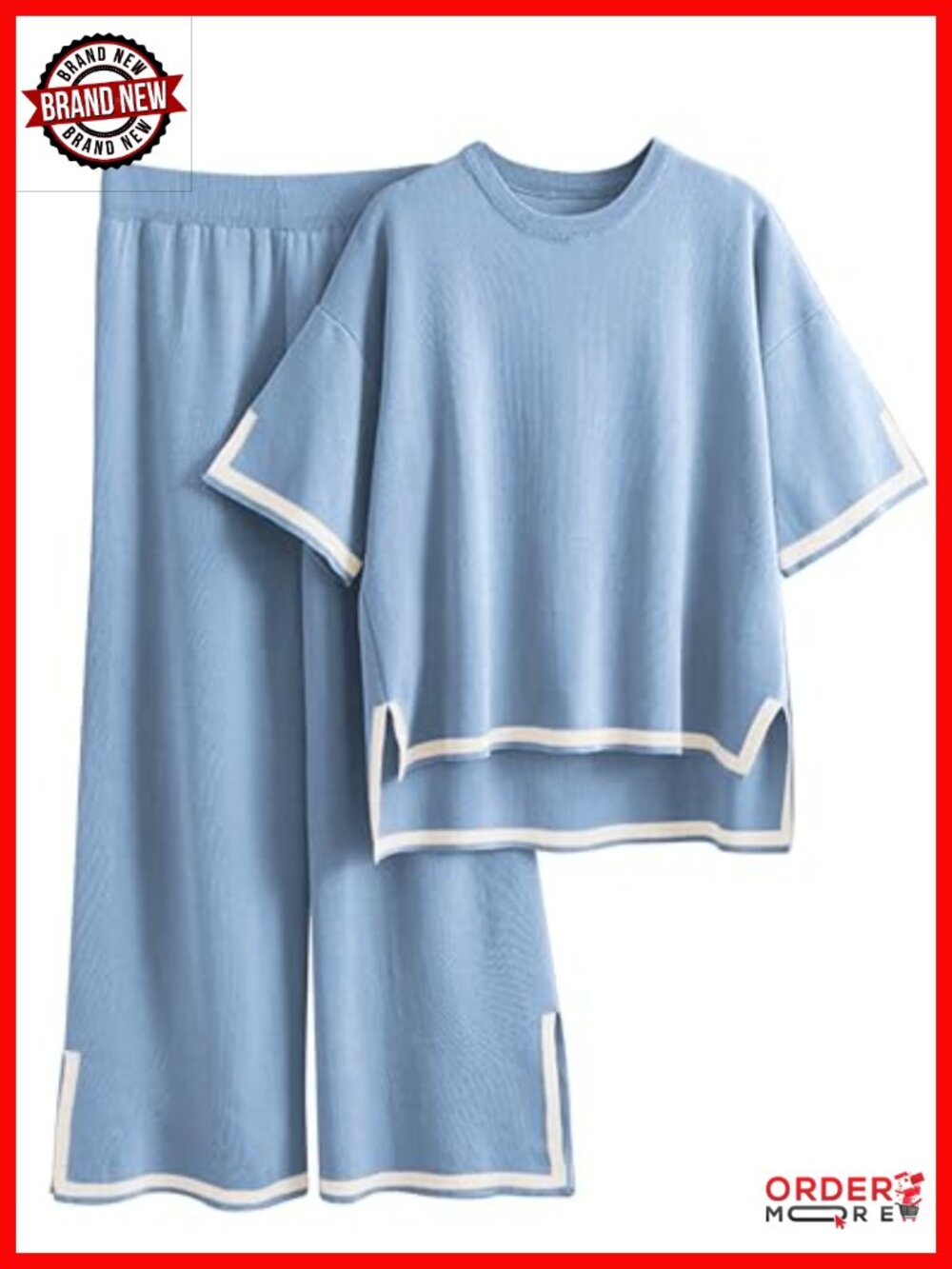 Women's 2 Piece Knit Sweater Lounge Set Wide Leg Pants